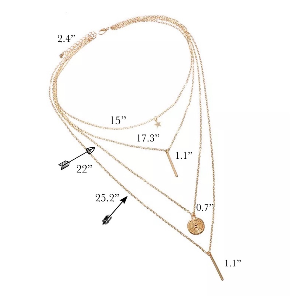 Boho Multilayer Gold Bar Coin Star Necklace - Picture 8 of 8